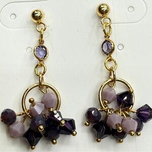 🚨3 for $15🚨 Handmade Gold-tone Earrings with Purple Glass Beads